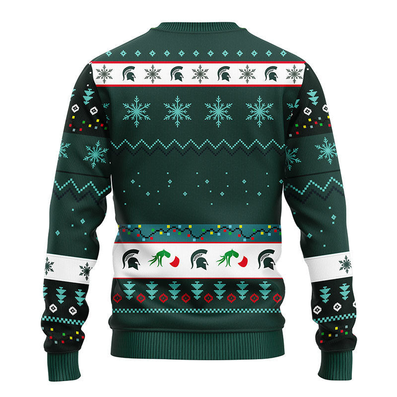 Michigan State Spartans Grinch Ugly Christmas Sweater Moonbestprint