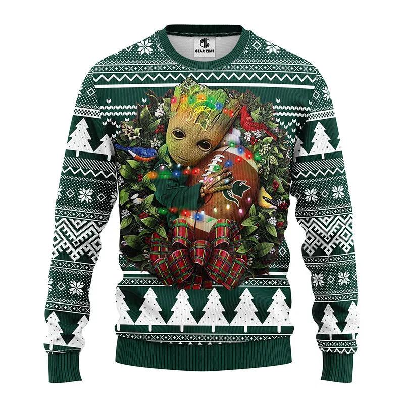 Michigan State Spartans Groot Hug Ugly Christmas Sweater, NCAA Christmas Sweater Moonbestprint