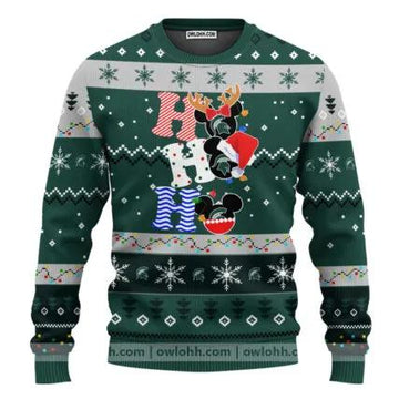 Michigan State Spartans Hohoho Ugly Christmas Sweater, NCAA Christmas Sweater Moonbestprint