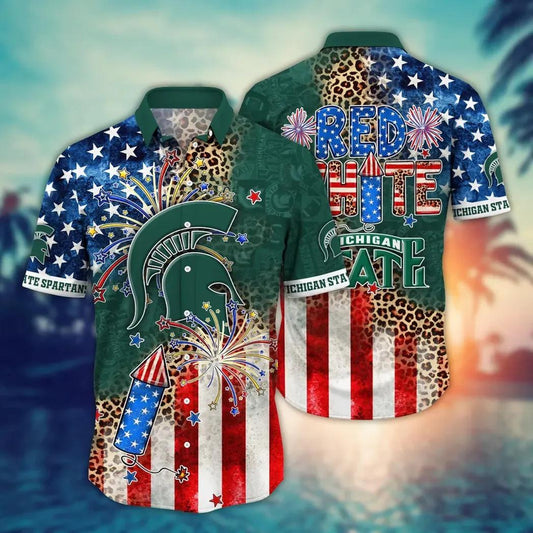 Michigan State Spartans NCAA Aloha Hawaiian Shirt, NCAA Hawaiian Shirt Moonbestprint