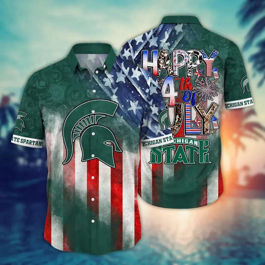 Michigan State Spartans NCAA Aloha Hawaiian Shirt 2, NCAA Hawaiian Shirt Moonbestprint