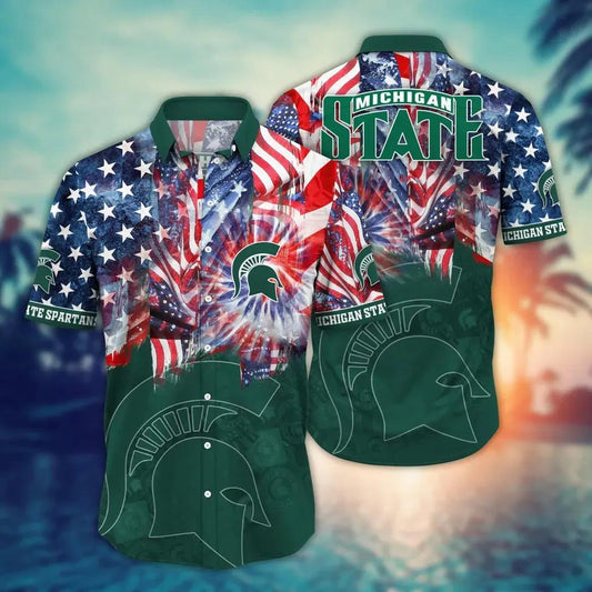 Michigan State Spartans NCAA Flower Aloha Hawaiian Shirt 10, NCAA Hawaiian Shirt Moonbestprint