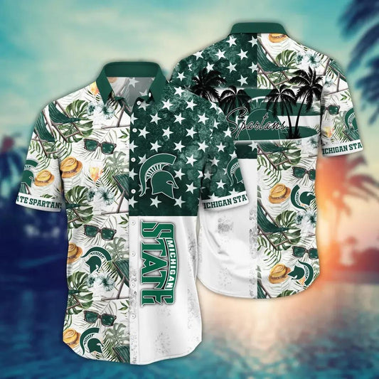 Michigan State Spartans NCAA Flower Aloha Hawaiian Shirt 11, NCAA Hawaiian Shirt Moonbestprint