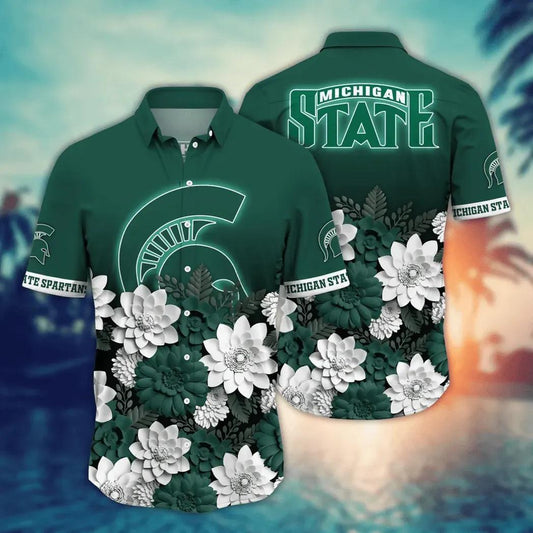 Michigan State Spartans NCAA Flower Aloha Hawaiian Shirt 12, NCAA Hawaiian Shirt Moonbestprint