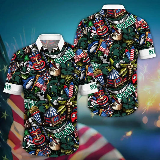 Michigan State Spartans NCAA Flower Aloha Hawaiian Shirt 13, NCAA Hawaiian Shirt Moonbestprint