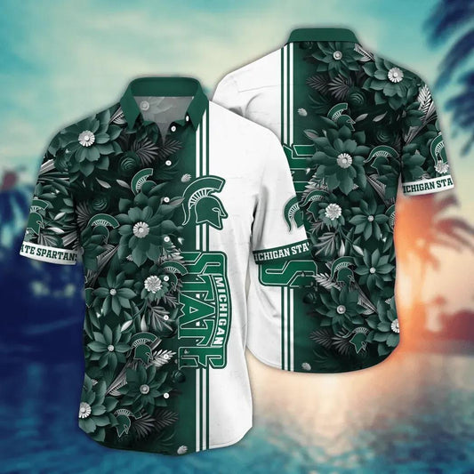 Michigan State Spartans NCAA Flower Aloha Hawaiian Shirt 3, NCAA Hawaiian Shirt Moonbestprint