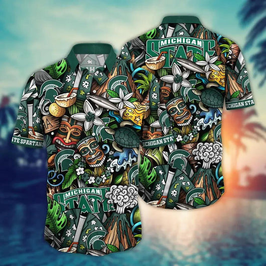 Michigan State Spartans NCAA Flower Aloha Hawaiian Shirt 5, NCAA Hawaiian Shirt Moonbestprint