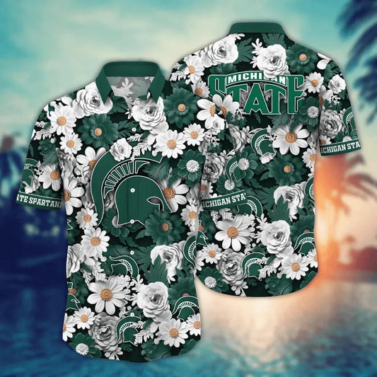 Michigan State Spartans NCAA Flower Aloha Hawaiian Shirt 6, NCAA Hawaiian Shirt Moonbestprint