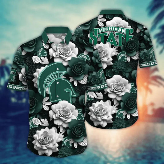 Michigan State Spartans NCAA Flower Aloha Hawaiian Shirt 7, NCAA Hawaiian Shirt Moonbestprint