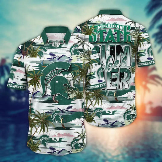 Michigan State Spartans NCAA Flower Aloha Hawaiian Shirt 8, NCAA Hawaiian Shirt Moonbestprint