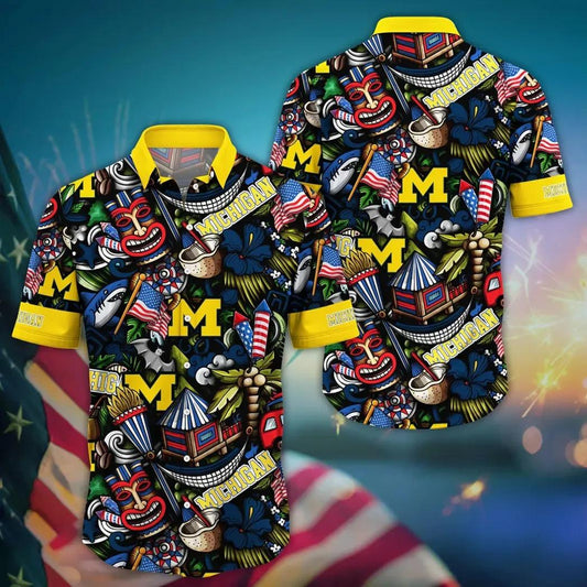 Michigan Wolverine, Style Hot Trending Summer NCAA Flower Aloha Hawaiian Shirt 15, NCAA Hawaiian Shirt Moonbestprint