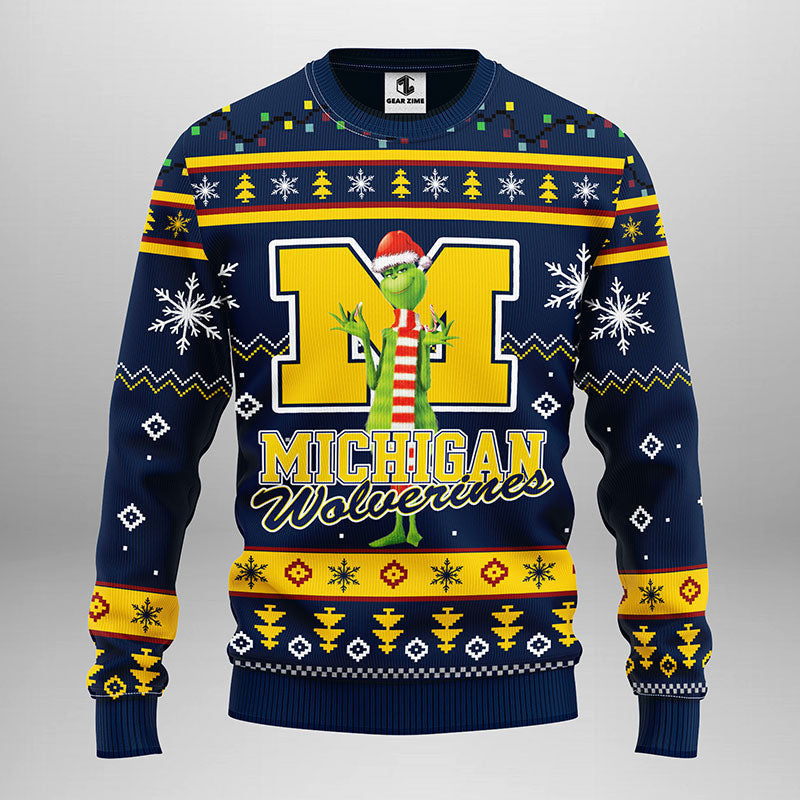 Michigan Wolverines Funny Grinch Ugly Christmas Sweater Moonbestprint