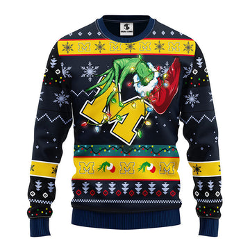 Michigan Wolverines Grinch Ugly Christmas Sweater Moonbestprint