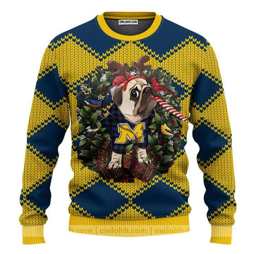 Michigan Wolverines Pub Dog Ugly Christmas Sweater, NCAA Christmas Sweater Moonbestprint