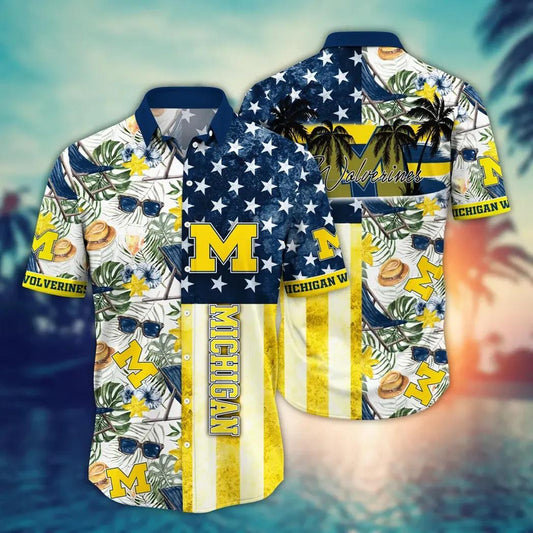 Michigan Wolverines Style Hot Trending Summer NCAA Flower Aloha Hawaiian Shirt 11, NCAA Hawaiian Shirt Moonbestprint