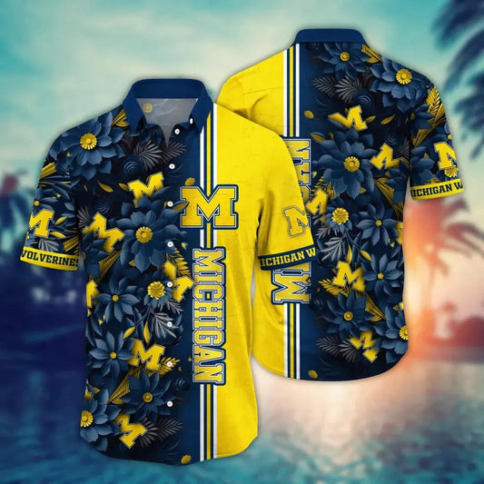 Michigan Wolverines Style Hot Trending Summer NCAA Flower Aloha Hawaiian Shirt 3, NCAA Hawaiian Shirt Moonbestprint