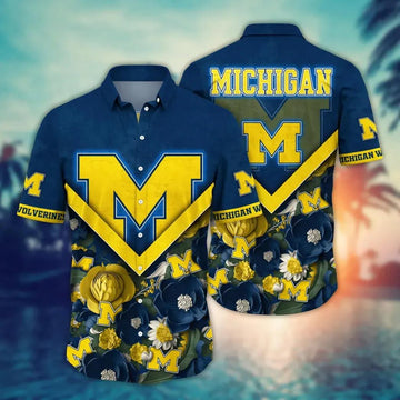 Michigan Wolverines Style Hot Trending Summer NCAA Flower Aloha Hawaiian Shirt 4, NCAA Hawaiian Shirt Moonbestprint