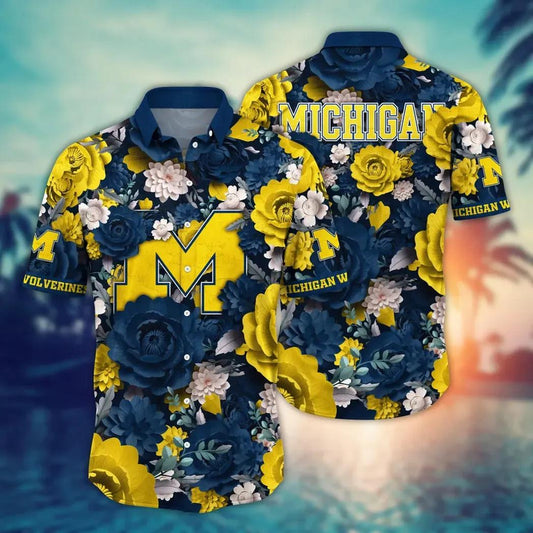 Michigan Wolverines Style Hot Trending Summer NCAA Flower Aloha Hawaiian Shirt 5, NCAA Hawaiian Shirt Moonbestprint