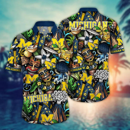 Michigan Wolverines Style Hot Trending Summer NCAA Flower Aloha Hawaiian Shirt 6, NCAA Hawaiian Shirt Moonbestprint