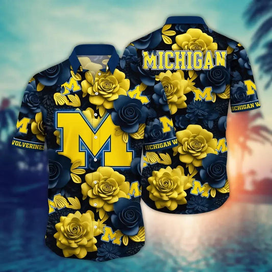 Michigan Wolverines Style Hot Trending Summer NCAA Flower Aloha Hawaiian Shirt 7, NCAA Hawaiian Shirt Moonbestprint