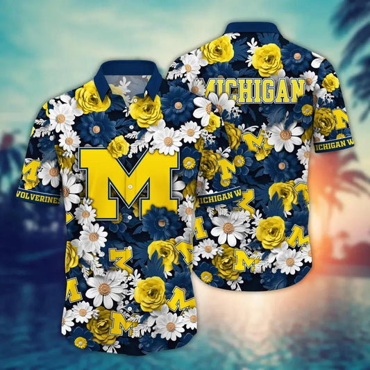 Michigan Wolverines Style Hot Trending Summer NCAA Flower Aloha Hawaiian Shirt 9, NCAA Hawaiian Shirt Moonbestprint