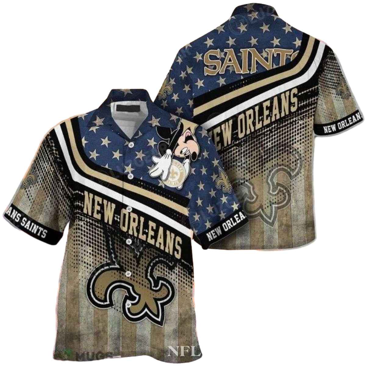 Mickey NFL New Orleans Saints Hawaiian Shirt With Team Logo - Moonbestprint