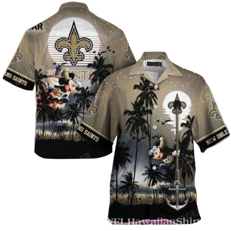 Mickey Palm Tropical New Orleans Saints Hawaiian Shirt - Moonbestprint
