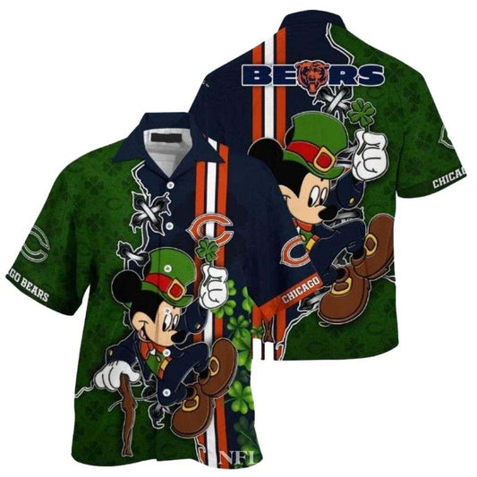 Mickeys Shamrock Blitz Chicago Bears Hawaiian Shirt - Moonbestprint