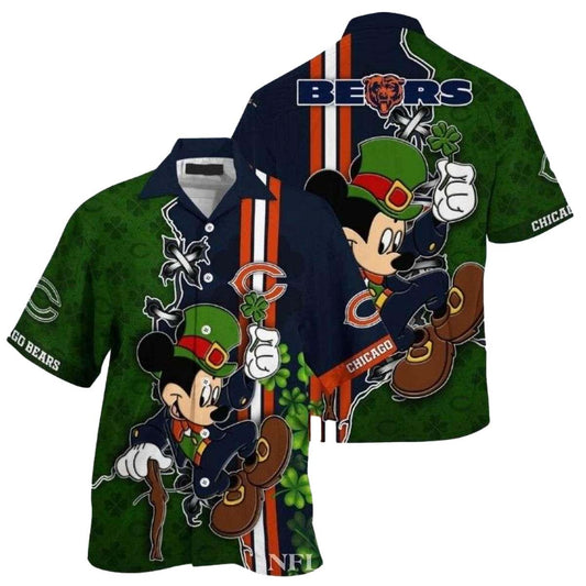 Mickeys Shamrock Blitz Chicago Bears Hawaiian Shirt - Moonbestprint