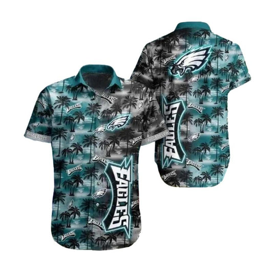Philadelphia Eagles Midnight Palm Tree Silhouette Hawaiian Shirt - Moonbestprint