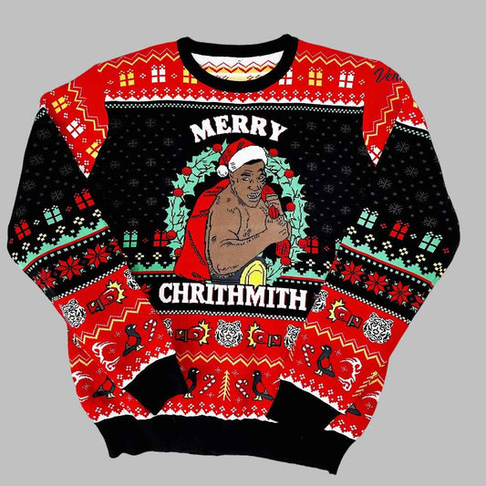 Mike Tyson Merry Chrithmith Kith My Ath Christmas Knitted Ugly Christmas Sweater - Moonbestprint