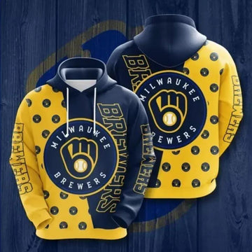 Milwaukee Baseball Team Brewerss Big Logo 3D Hoodie, MLB Hoodie Moonbestprint