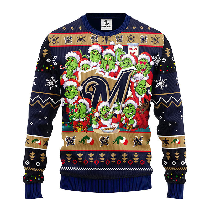 Milwaukee Brewers 12 Grinch Xmas Day Ugly Christmas Sweater Moonbestprint