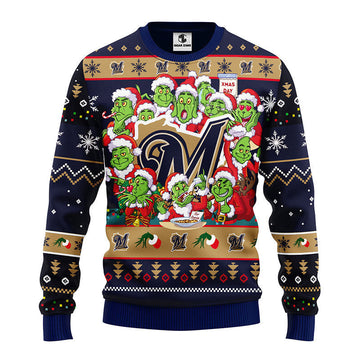 Milwaukee Brewers 12 Grinch Xmas Day Ugly Christmas Sweater Moonbestprint