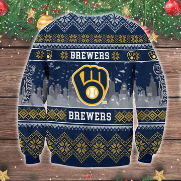 Milwaukee Brewers Big Logo Ugly Christmas Sweater, MLB Christmas Sweater Moonbestprint