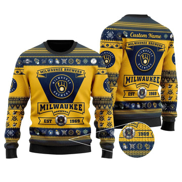 Milwaukee Brewers Custom Ugly Christmas Sweater, MLB Christmas Sweater Moonbestprint