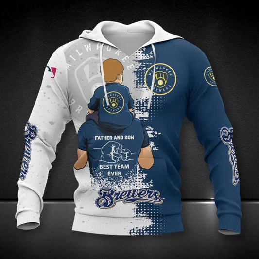 Milwaukee Brewers Dad And Son All Over Print Hoodie 1, MLB Hoodie Moonbestprint