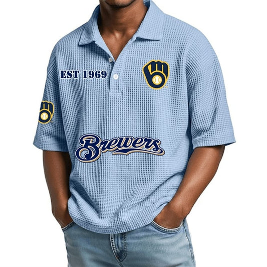 EST 1969 Milwaukee Brewers Waffle Polo Shirt - Moonbestprint