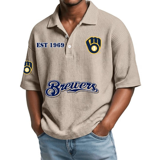 EST 1969 Milwaukee Brewers Waffle Polo Shirt - Moonbestprint