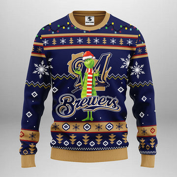 Milwaukee Brewers Funny Grinch Ugly Christmas Sweater Moonbestprint
