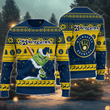 Milwaukee Brewers Grinch Stolen Ugly Christmas Sweater, MLB Christmas Sweater Moonbestprint