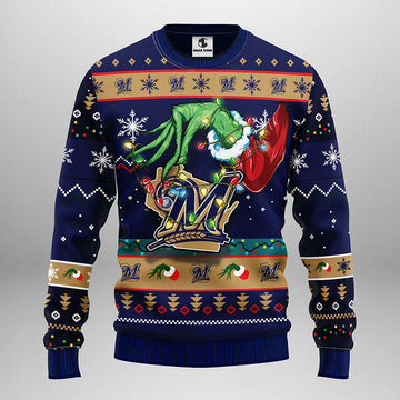 Milwaukee Brewers Grinch Ugly Christmas Sweater Moonbestprint