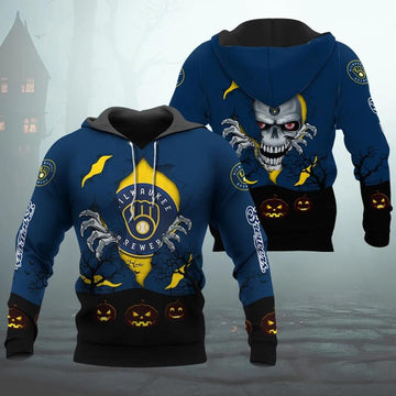 Milwaukee Brewers Halloween 3D Apparel, MLB Hoodie Moonbestprint