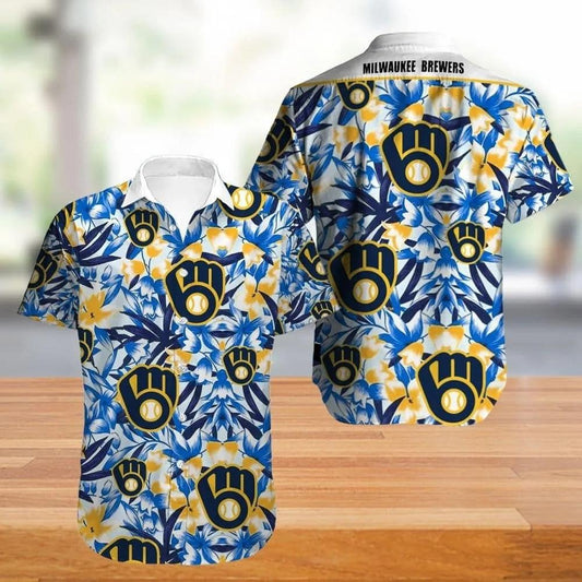 Milwaukee Brewers Hawaiian Shirt Flower Summer Gift For Fans, MLB Hawaiian Shirt Moonbestprint