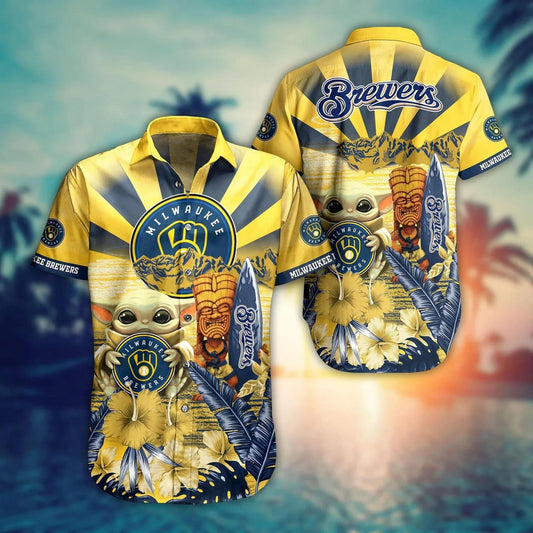 Milwaukee Brewers MLB Baby Yoda Hawaiian Shirt, MLB Hawaiian Shirt Moonbestprint