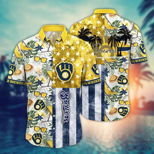 Milwaukee Brewers MLB Flower Aloha Hawaiian Shirt 14, MLB Hawaiian Shirt Moonbestprint