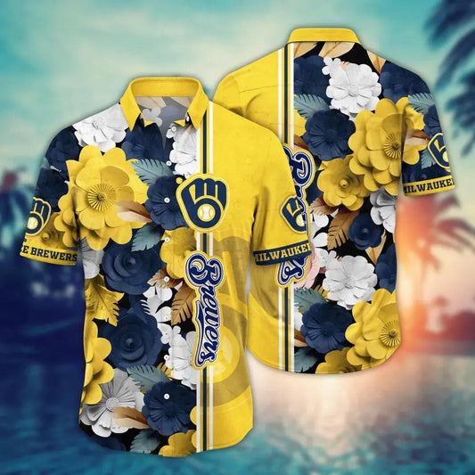 Milwaukee Brewers MLB Flower Aloha Hawaiian Shirt 19, MLB Hawaiian Shirt Moonbestprint