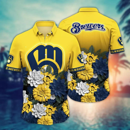 Milwaukee Brewers MLB Flower Aloha Hawaiian Shirt 20, MLB Hawaiian Shirt Moonbestprint