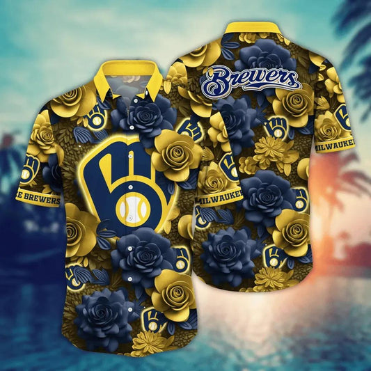 Milwaukee Brewers MLB Flower Aloha Hawaiian Shirt 9, MLB Hawaiian Shirt Moonbestprint