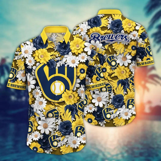 Milwaukee Brewers MLB Flower Aloha Hawaiian Shirt 10, MLB Hawaiian Shirt Moonbestprint